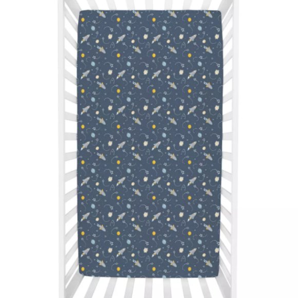 Both Trend Lab Musical Crib Mobile and Crib Navy Sheet Galaxy - Picture 5 of 5
